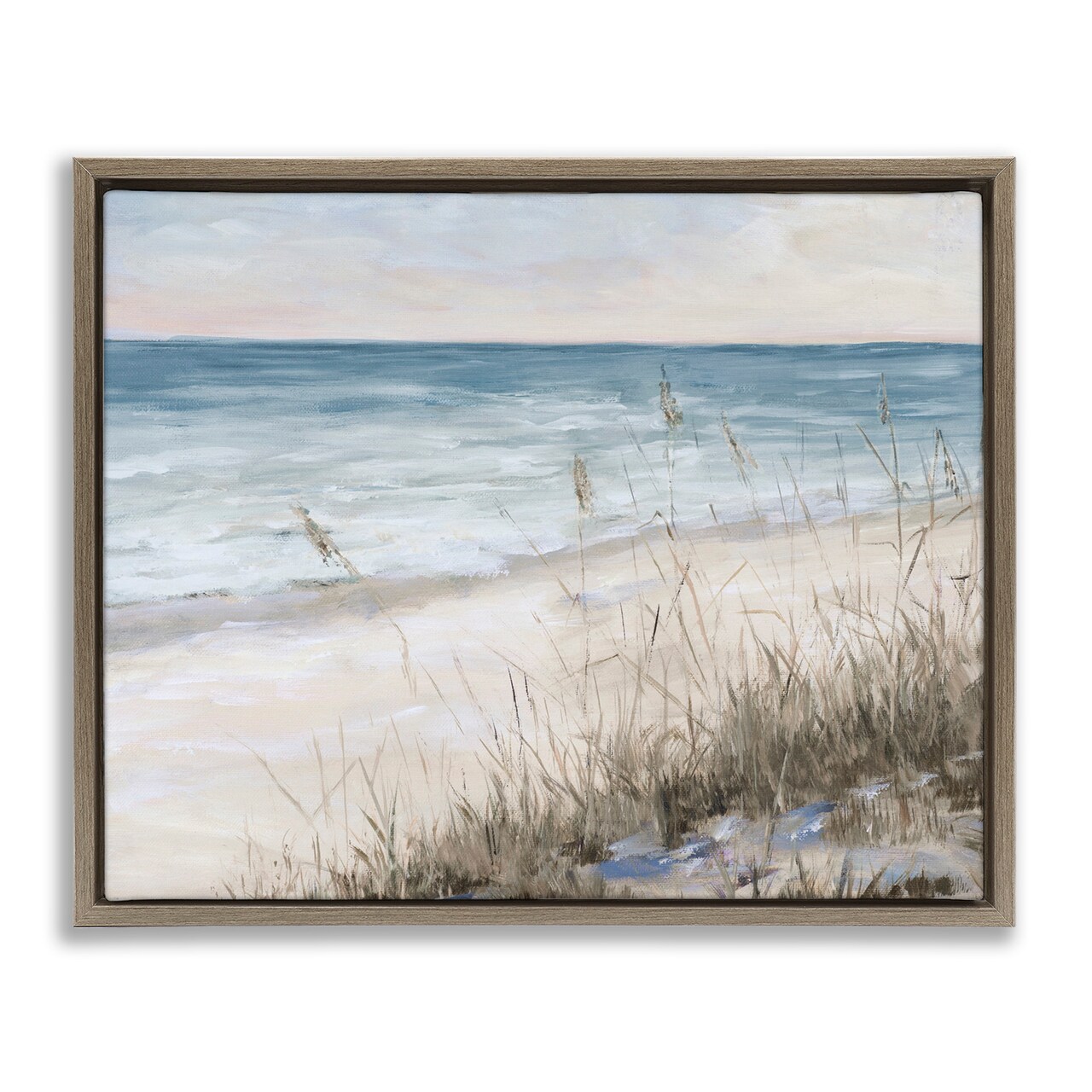 Stupell Industries Traditional Beach Coast Line Framed Floater Canvas Wall Art